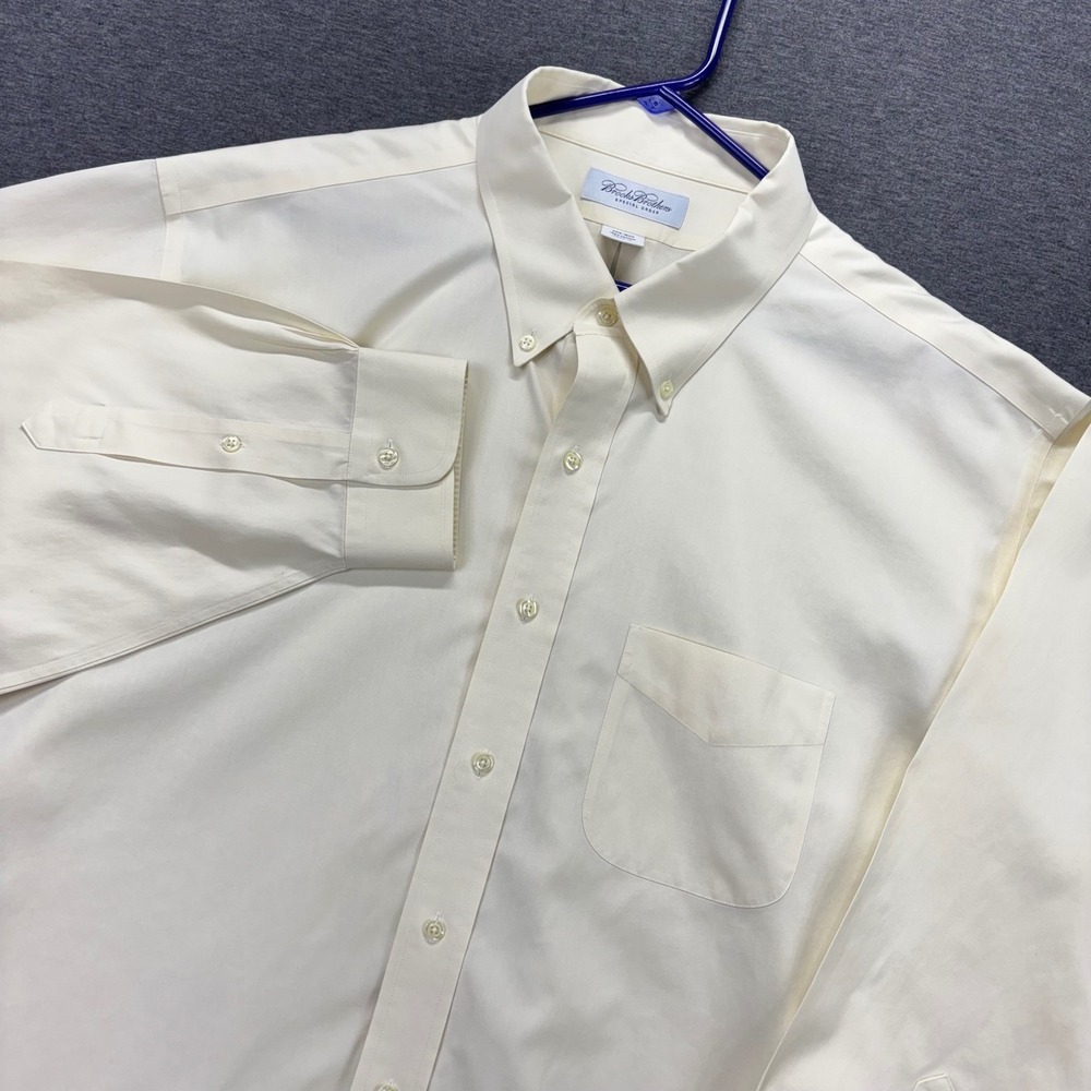 Brooks Brothers Dress Shirt‎ Mens 4XL100% Cotton Wrinkle Resistant Ivory office